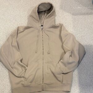 Brandy Melville Tan Zip-Up Sweater